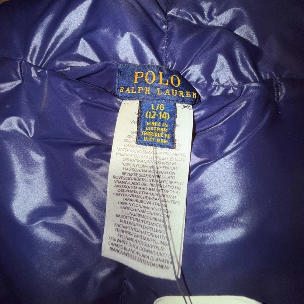 Polo Ralph Lauren Unisex Kids Reversible navy/white Puffer Vest size 12/14 large